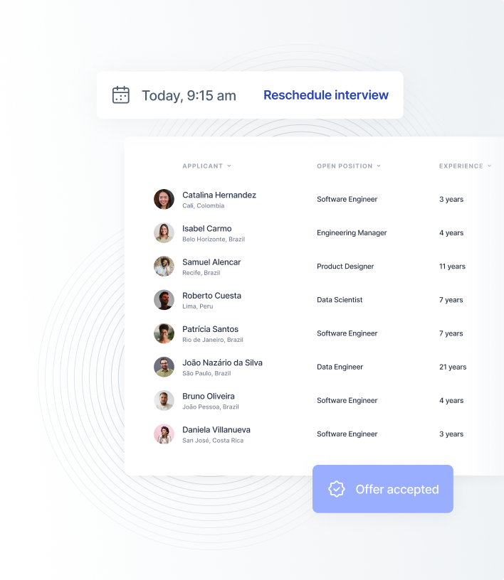 Strider platform candidates view.